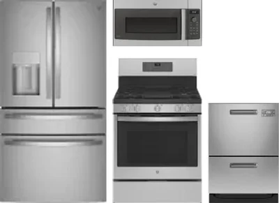4 Piece Package Includes Refrigerator, Range, Microwave And Dishwasher